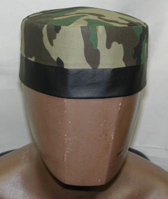 African Hat- Camouflage w/ Leather Trim Hat 