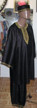 African Shirt- Black and Gold Dashiki w/pants (Sm - 6X-Large) 