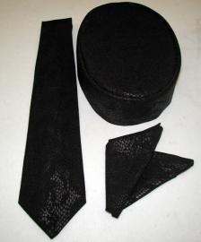 African Hat-  Black Long tie and Hat Set