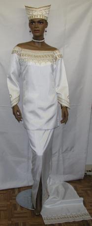 African Bridal Gown- Elegant White and Gold Gown