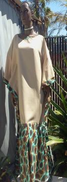 Classic African Butterfly Two-Toned Dress w/Headwrap