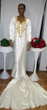 African Wedding Dress- Cream and Gold Dress