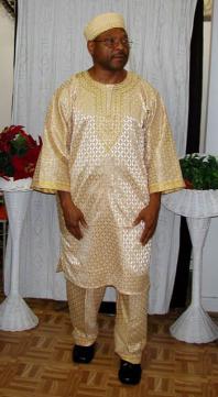 African Shirt-  Cream and Gold Dashiki  pants.