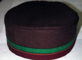 Africa Hat- Kente trim Brown Kufi or Hat For Men