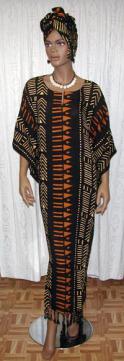 African Dress- Ethnic Caftan with Headwrap
