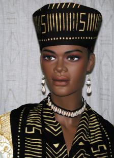 Africa Hat- Women Open Mud Cloth Print Crown  