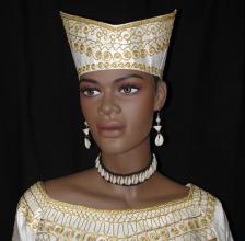 Elegant Embroidered White Open Crown or Hat for Women