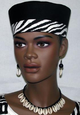 Afrcan Hat- Kente trim Kufi Hat for Women
