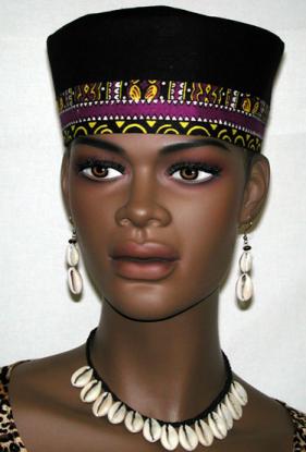 African Hat- Kente Trim Kufi Hat for Women