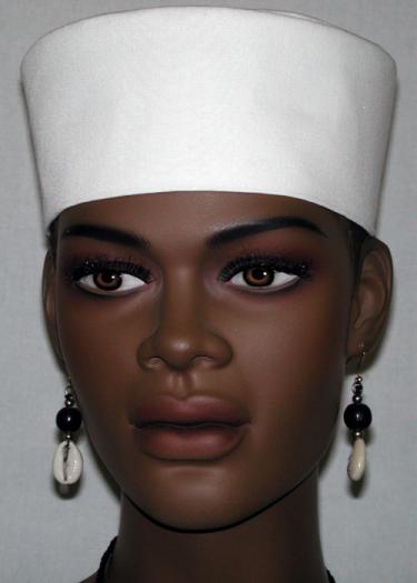 African Hats-  Women White Linen Kufi Hat