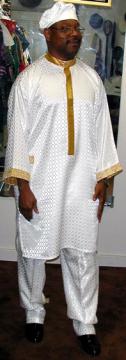 African Shirt- White Nehru Dashiki  Shirt w/Pants 