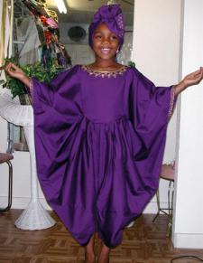 African Kids Gold Embriodery Purple Makeba Gown
