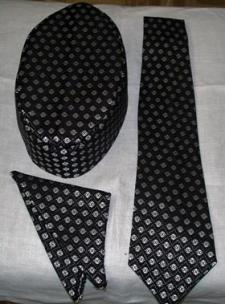 African Hat- Black and Silver Hat and  Tie Set