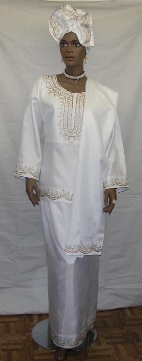 African Wedding Gown- Ivory and Gold Wedding Gown