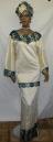 African Dress- Elegant Cream and Blue Emb.Dress