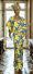African Yellow Blue Drop Cape Dress