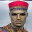African Hat- Kente trim Red Kufi or Hat for Men