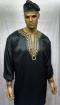 African Shirt-Black and Gold Dashiki Shirt w/Hat