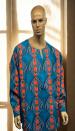 African Long Sleeve Teal Orange Dashiki