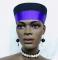 African Hat-  African Blue Satin Trim Hat