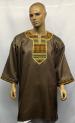 African  Dashiki Shirt- Brown on Brown Kente Trim.