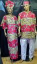 African Red/Olive Print Dashiki Sets