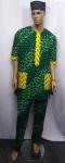 African Custom Green Yellow Print Shokoto