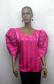 African Fuchsia Silk Cotton Blend Puff Sleeve Top