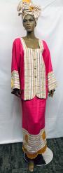 African Fuchsia White Gold Ashoke' Skirt Set