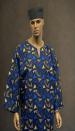 African Gold Blue Print Dashiki