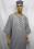 African Dashiki Shirt- Gray Black White Embroidery.