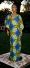 African Gray Yellow Blue Drop Cape Dress