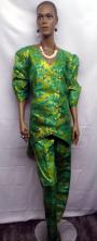 African Green Gold Double Breasted Jacket Pants Set