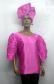 African Hot Pink Lace Two Toned Top w/matching Head Wrap