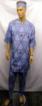 African Light Blue Brown Pattern Shokoto Set