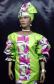 African Lime Green and Fuschia Scallop Sleeve Top