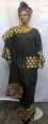 African Net Lace Black Gold Set