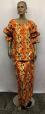 African Black Orange Abstract Skirt Set