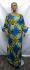 African Caftan Dress Powder Blue Pink Yellow Caftan w/Headwrap