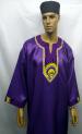 African  Dashiki Shirt- Purple Trim Pint Embroidery..