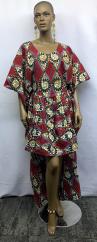 African Red Gray Diamond Makeba Dress