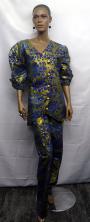 African Royal Blue Gold Double Breasted Jacket Pants Set