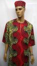 African Shirt-African Red Tan Dashiki Shirt
