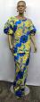 African Yellow Blue Swirl Skirt Set