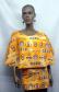 African Yellow Gold Print Round Collar Top