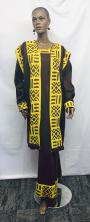 African Yellow Mud Cloth Dress Vest Set