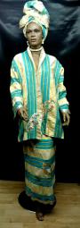  African Wedding Dress-  Blue and Gold Ashoke Swing Coat 