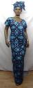 African Purple/Blue Scallop Neck 3pc Skirt Set