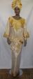 African Dress- Embroidery Cream and Gold Dress