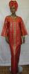 African Red Gold Mud Cloth Print Shirt w/Skirt (Complete)